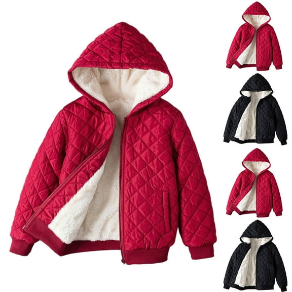 AINIYS Boys Girls Fleece Lined Hooded Jacket Kids Winter Fall Warm Coat Zip Up Hooded Sweatshirt Jackets Black 3 Years