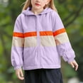 thumbnail image 1 of AINIYS Boys Girls Windproof Hoodie Coat Lightweight Crop Long Sleeve Jacket Waterproof Raincoat for Kids Fall Outwear Purple 3 Years, 1 of 9