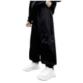 thumbnail image 1 of AINIYS Boys Pleated Wide Leg Pants Elastic Waist Baggy Trousers for Everyday Wear Black 5-6 Years, 1 of 6