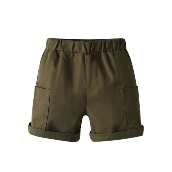 AINIYS Boys Soft Woven Shorts Lightweight Texture Comfortable with Elastic Waist Closure for Summer Beach Trips and Vacation Army Green 6 Years