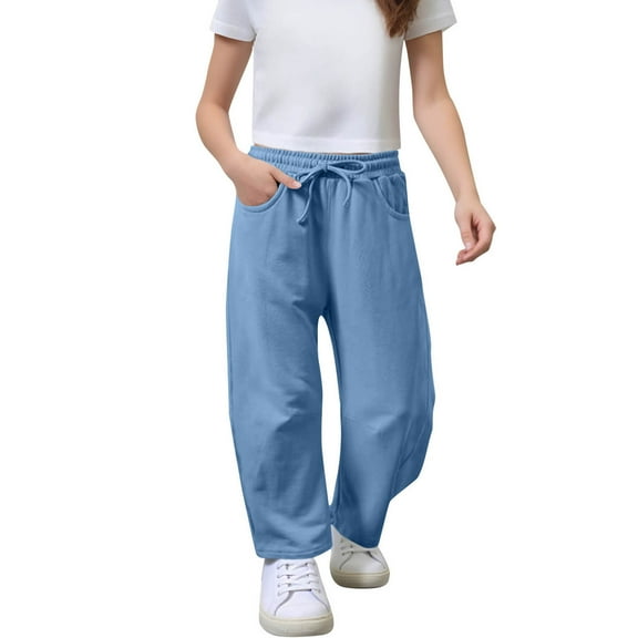 AINIYS Boys Twill Jogger Pants Comfy Soft Fabric Pockets Stylish Clothes for Kids Daily Casual Wear Cargo Pants Blue 12-13Years