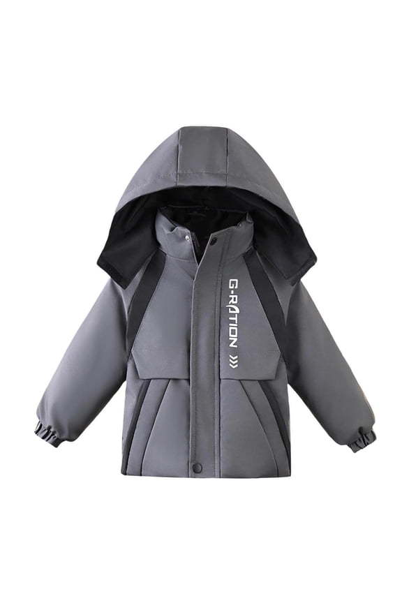 Boys Waterproof Ski Full Zip up Jacket Fleece Lined Warm Winter Snow Coat Kids Winter Hooded Jacket Gray 6 Years