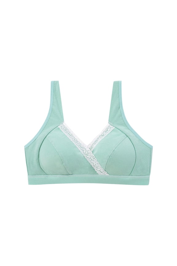 Bralette Cotton Lift and Support Push-Up Bra Breathable Everyday Bras Secure Fit Bra for Women Cleavage Bra Maternity Nursing Bra Anti-Sagging Bra Green 80