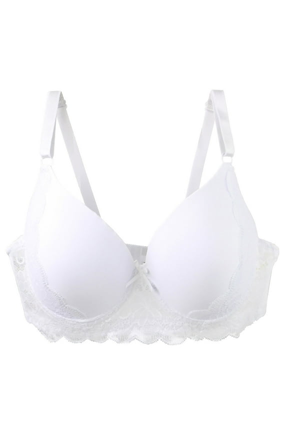 Bralette Floral Lace Cleavage Bra Lift and Support Push-Up Bra Sports Yoga Bra Breathable Everyday Bras Secure Fit Bra for Women White L