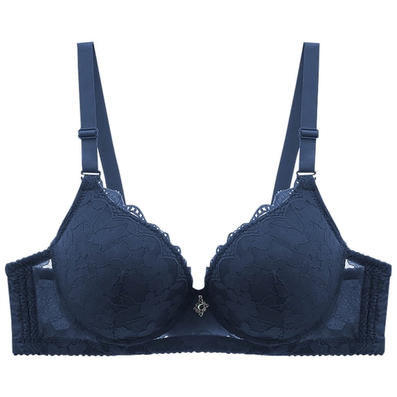 AINIYS Bralette Wireless Thin Fabric Bralettes Secure Fit Bra for Women Cleavage Bra Soft Cup Bra Lift and Support Push-Up Bra Breathable Everyday Bras Dark Blue 38