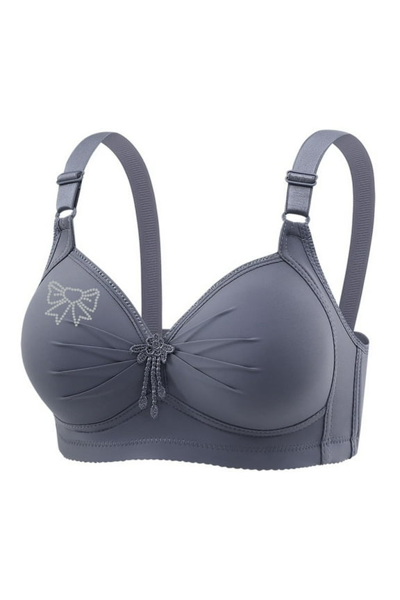 Breathable Everyday Bras Wireless Gathered Full-Cup Plus Size Bralette Secure Fit Bra for Women Lift and Support Push-Up Bra Cleavage Bra Soft Cup Bra Gray 38