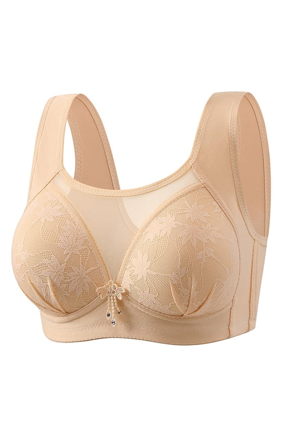 Breathable Everyday Bras Wireless Lift and Support Push-Up Bra Cleavage Bra Secure Fit Bra for Women Bralette Seamless Soft Cup Bra Lightweight T-Shirt Bra Beige XXXL