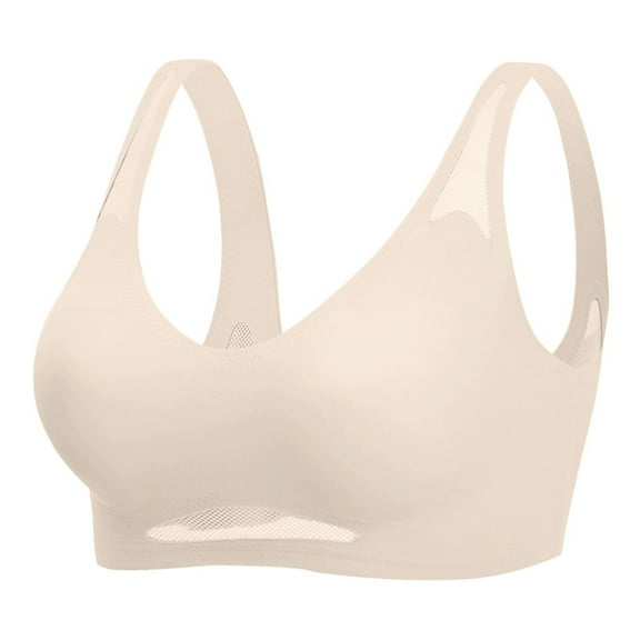 AINIYS Breathable Everyday Bras Wireless Thin Fabric Bralettes Soft Cup Bra Bralette Secure Fit Bra for Women Beige XXL