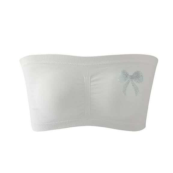 AINIYS Breathable Student s Wireless Seamless Bandeau Secure Fit Bra for Girls One Shoulder Bandeau Plus Size Solid Color Tube Top Teens Strapless Bras Sports Bra for Students White XXXXXXL