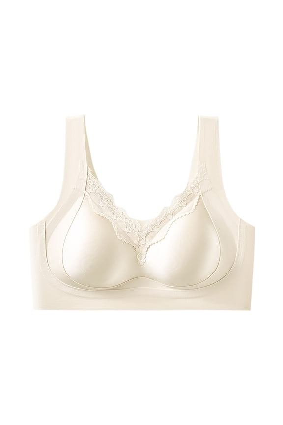 Cleavage Bra Seamless Soft Cup Bra Wireless Bralette Secure Fit Bra for Women Lightweight T-Shirt Bra Breathable Everyday Bras Lift and Support Push-Up Bra White XXL
