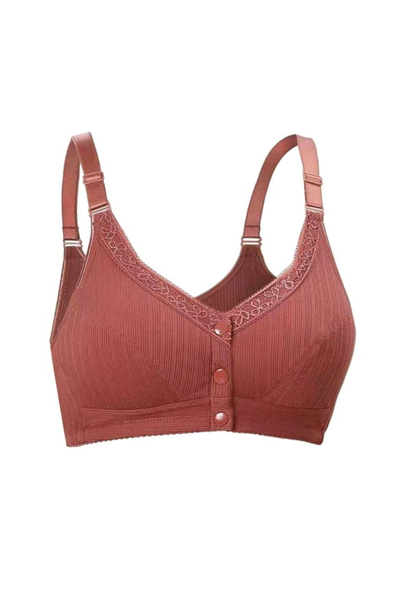 Cleavage Bra Seamless Soft Cup Bra Wireless Lift and Support Push-Up Bra Plus Size Easy Off Bra with Wide Straps Bralette Front Closure Women's Breathable Everyday Bras Brown XXXL