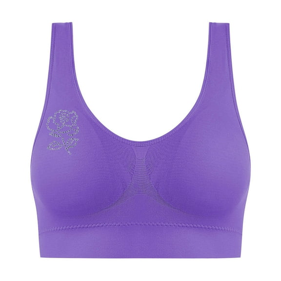 AINIYS Cleavage Bra Seamless Soft Cup Bra Women's Wide Straps Sports Yoga Bra Bralette No Underwire T-Shirt Bra Wireless Lift and Support Push-Up Bra Breathable Everyday Bras Purple L