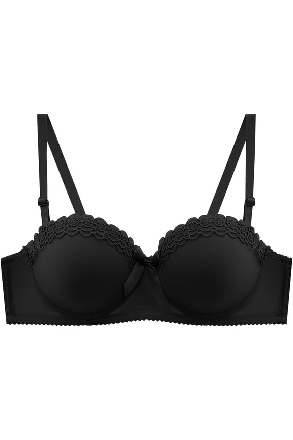 Cleavage Bra Soft Cup Bra Wireless Bralette Lift and Support Push-Up Bra Secure Fit Bra for Women Breathable Everyday Bras Thin Fabric Bralettes Black 38
