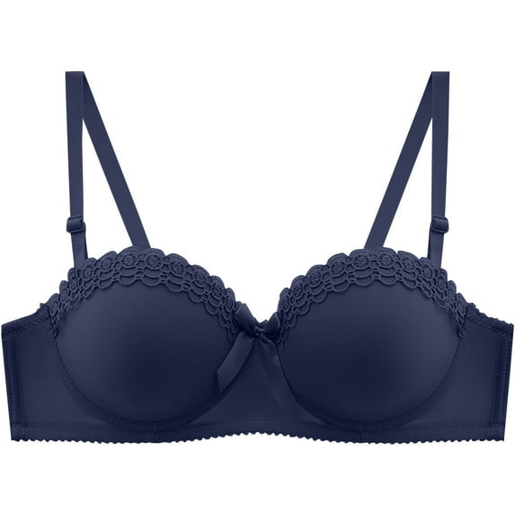AINIYS Cleavage Bra Soft Cup Bra Wireless Bralette Lift and Support Push-Up Bra Secure Fit Bra for Women Breathable Everyday Bras Thin Fabric Bralettes Dark Blue 40