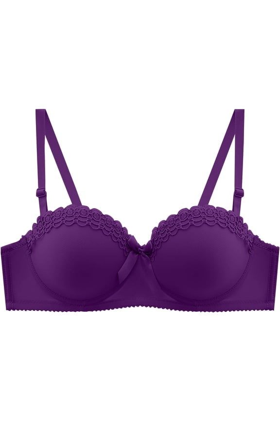 Cleavage Bra Soft Cup Bra Wireless Bralette Lift and Support Push-Up Bra Secure Fit Bra for Women Breathable Everyday Bras Thin Fabric Bralettes Purple 34