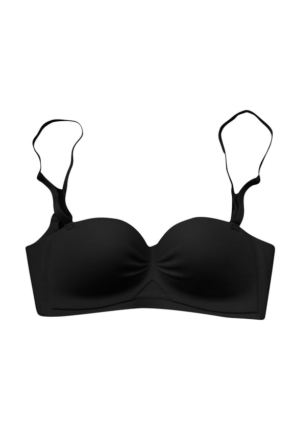 Cross Strap & Stretchy Smocked Back Secure Fit Bra for Women Cleavage Bra Minimalist Bra Breathable Everyday Bras Lift and Support Push-Up Bra Bralette Black S