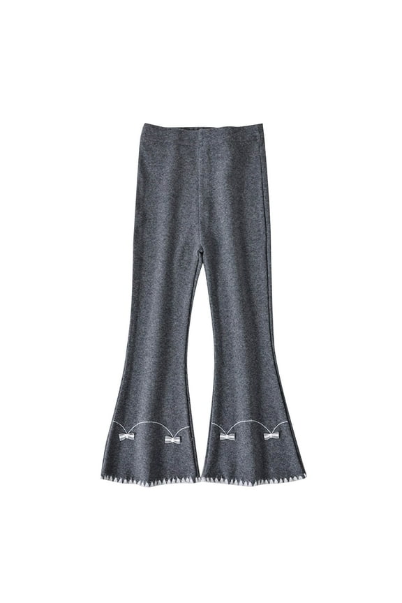 Cute Girsl and Boys Sportswear Pants Kids Elastic Waist Long Pants Flare Leg Fashion Lounge Pants Dark Gray Trousers