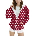 thumbnail image 1 of AINIYS Cute Graphic Hoodie Full Zipper Long Sleeve Polka Dots Sweatshirts with Pockets Fleece Thermal Hoodie Fall Winter Jackets Red 6-7Years, 1 of 4