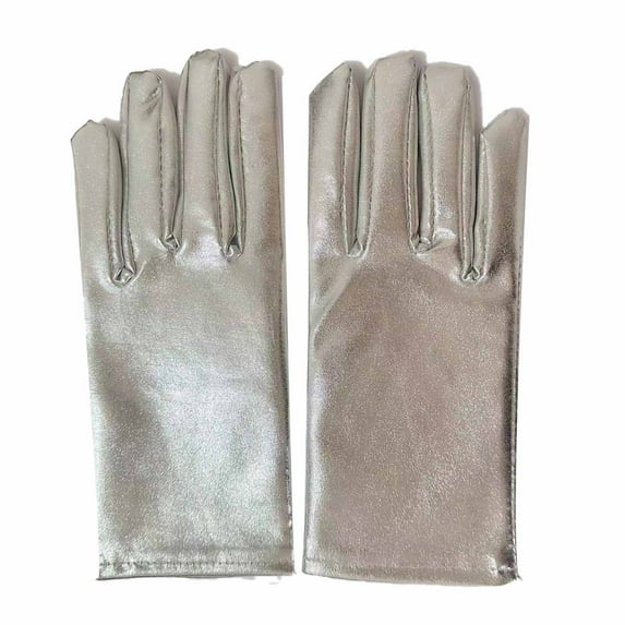 AINIYS Faux Leather Full-Finger Gloves Metallic-Finish Elegant Gloves for Formal Events Cold Weather Outdoor Stylish Wear & Accessory Silver Free Size