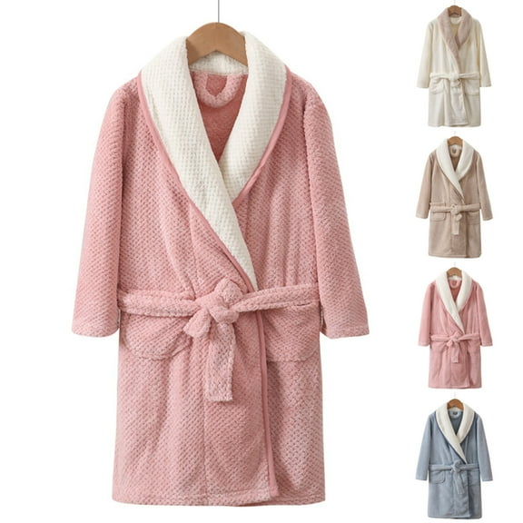 AINIYS Flannel Bathrobe Robe Soft Fabric Stylish Home Wear Sleepwear for Ages 3-10 able Leisure Out Coffee 8 Years