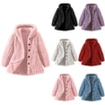 thumbnail image 1 of AINIYS Fleece Hooded Jackets for Kids One Breasted Winter Coat Casual Fuzzy Thickening Solid Color Girls Jacket Outwear Black 2 Years, 1 of 6