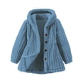 thumbnail image 1 of AINIYS Fleece Hooded Jackets for Kids One Breasted Winter Coat Casual Fuzzy Thickening Solid Color Girls Jacket Outwear Navy 2 Years, 1 of 6