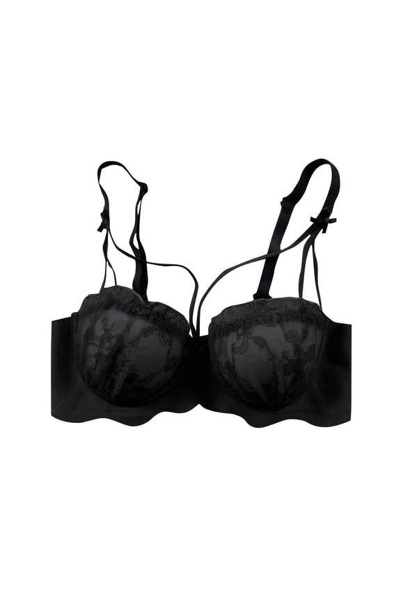 Floral Lace Soft Cup Bra Wireless Secure Fit Bra for Women Thin Fabric Bralettes Bralette Breathable Everyday Bras Black 34/75AB