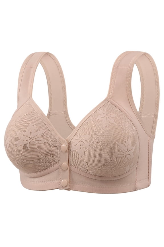 Front Closure Soft Cup Bra Wireless Bralette Breathable Everyday Bras Plus Size Armpit Fat Control Bra Secure Fit Bra for Women Gray 36