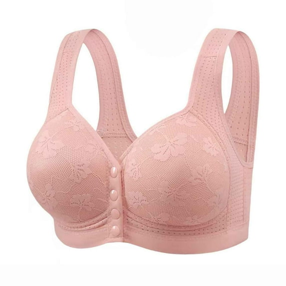 AINIYS Front Clousure Cleavage Bra Soft Cup Bra Wireless Plus Size Bralette Breathable Everyday Bras Lift and Support Push-Up Bra Thin Fabric Bralettes Secure Fit Bra for Women Pink 38