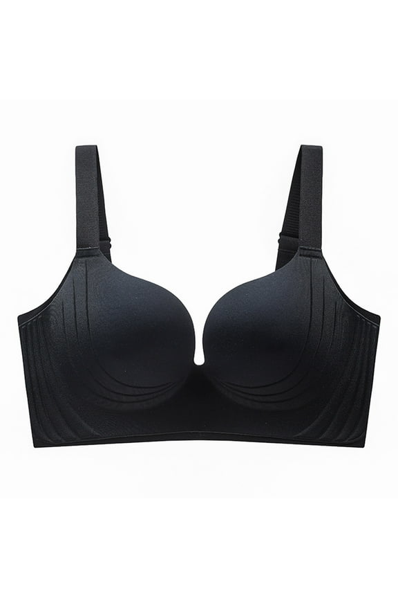 Gathered Full-Cup Plus Size Armpit Fat Control Bra Anti-Sagging Bra Breathable Everyday Bras Bralette Secure Fit Bra for Women Black XXL