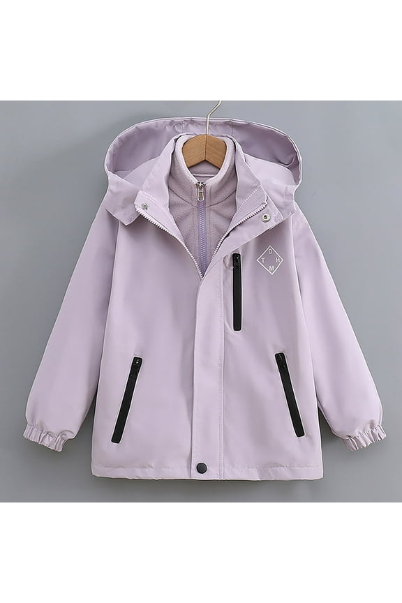 Girl's Waterproof Ski Jacket with Detachable Hood Warm Winter Snow Coat Windproof Snowboarding Rain Jacket Purple 14 Years