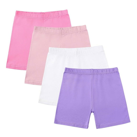 AINIYS Girls 4 Pack Solid Basic Shorts Elastic Waist Soft Breathable with Pull On Closure for Daily Wear and Home Lounging Multicolor 5 Years