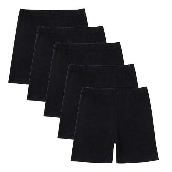 AINIYS Girls 5 Pack Compression Shorts Moisture Wicking Breathable with Elastic Waist Closure for Sports Training and Gym Workouts Black 9 Years