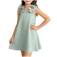 thumbnail image 1 of AINIYS Girls A-Line Dress With Crew Neck And Hidden Back Zipper Accent For Wedding Guest And Spring Outing Green 3-4 Years, 1 of 5