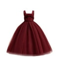 thumbnail image 1 of AINIYS Girls A-Line Dress With Crew Neck And Hidden Back Zipper Bow Accent For Birthday Party And Celebration Red 10 Years, 1 of 9