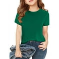 thumbnail image 1 of AINIYS Girls Basic Short Sleeve Round Neck Solid T-Shirt Summer Tee Tops Green 3 Years, 1 of 6