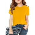 thumbnail image 1 of AINIYS Girls Basic Short Sleeve Round Neck Solid T-Shirt Summer Tee Tops Yellow 9 Years, 1 of 6