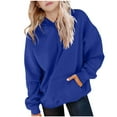 thumbnail image 1 of AINIYS Girls Casual Long Sleeve Hoodies Oversized Fleece Pocket Sweatshirt Tops Trendy pure color Pullover Blue 11 Years, 1 of 4