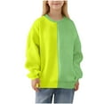 thumbnail image 1 of AINIYS Girls Crewneck Sweatshirt Colorblock Pullover Long Sleeve Fleece Tops Casual Drop Shoulder Pullover Green 13 Years, 1 of 7