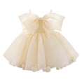 thumbnail image 1 of AINIYS Girls Double Layer Tulle Dress With Crew Neck And Hidden Back Zipper Bow Accent For Wedding Flower Girl And Formal Event Yellow 18 Months, 1 of 9