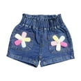 thumbnail image 1 of AINIYS Girls Elastic Waist Denim Shorts Distressed Style Durable with Elastic Waist Closure for Summer Walks and Casual Outings Blue 7-8Years, 1 of 5