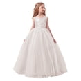thumbnail image 1 of AINIYS Girls Floor-Length Gown With Halter Neck And Back Tie Closure Satin Finish For Prom Graduation And Formal Event White 13-14Years, 1 of 5
