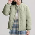 thumbnail image 1 of AINIYS Girls' Lightweight Cropped Quilted Coat Fleece Lined Outerwear with Pocket Long Sleeve crew neck Button Down Jacket Army Green 11 Years, 1 of 8