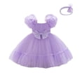 thumbnail image 1 of AINIYS Girls One Shoulder Tulle Dress With Hidden Back Zipper Flowy Skirt For Formal Occasion And Pageant Purple 6 Months, 1 of 9