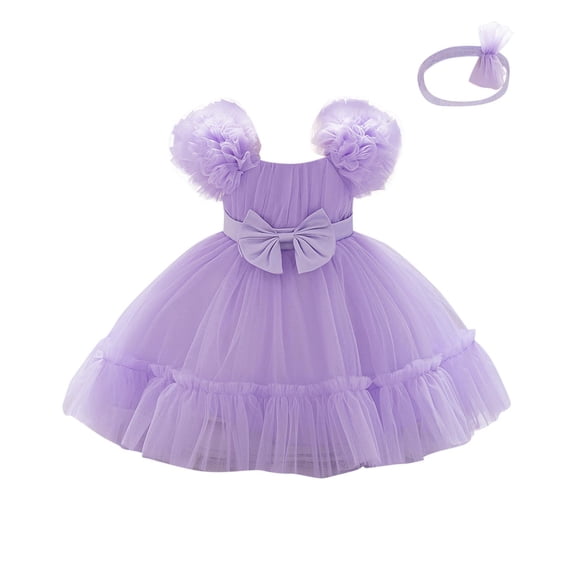 AINIYS Girls One Shoulder Tulle Dress With Hidden Back Zipper Flowy Skirt For Formal Occasion And Pageant Purple 6 Months