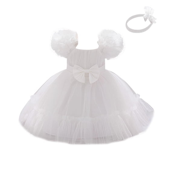 AINIYS Girls One Shoulder Tulle Dress With Hidden Back Zipper Flowy Skirt For Formal Occasion And Pageant White 12 Months