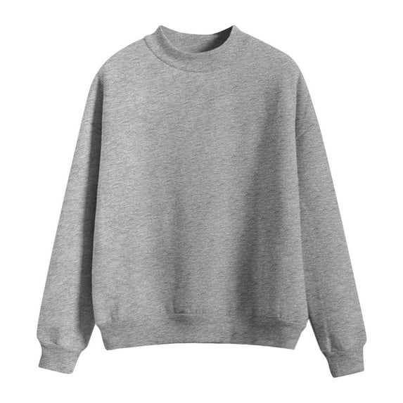 AINIYS Girls Oversized Pullover Long Sleeve Crewneck Sweatshirt pure color Basic Pullover Casual Cropped Sweatshirts Gray 7 Years