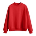 thumbnail image 1 of AINIYS Girls Oversized Pullover Long Sleeve Crewneck Sweatshirt pure color Basic Pullover Casual Cropped Sweatshirts Red 7 Years, 1 of 5