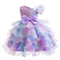 thumbnail image 1 of AINIYS Girls Rainbow Tulle Dress With Crew Neck And Hidden Back Zipper Ruffled Skirt For Costume Party And Playtime Purple 11-12Years, 1 of 8