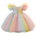thumbnail image 1 of AINIYS Girls Rainbow Tulle Princess Dress With Crew Neck And Hidden Back Zipper Ruffled Skirt For Costume Party And Playtime Multicolor 3-4Years, 1 of 5